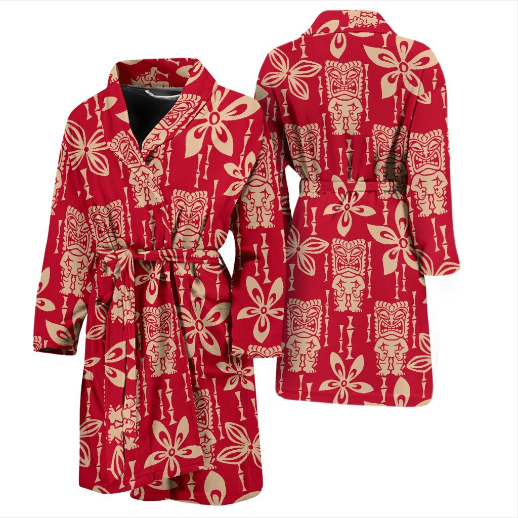 Tiki Hawaiian Pattern Print Men Long Robe-grizzshop