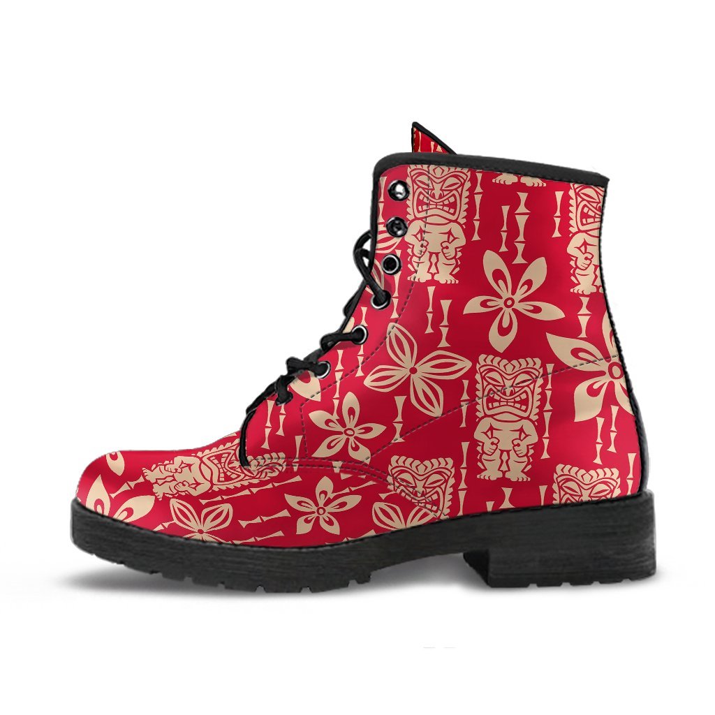 Tiki Hawaiian Pattern Print Men Women Leather Boots-grizzshop
