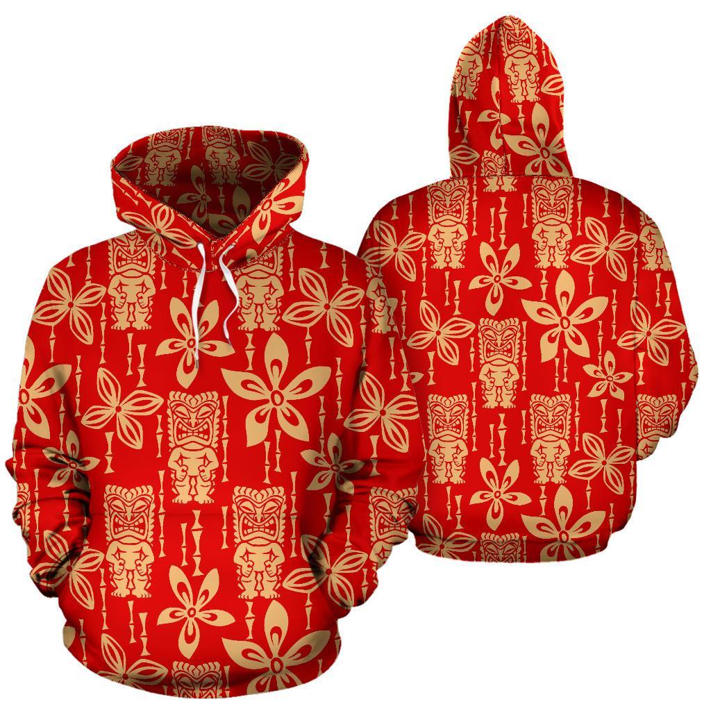 Tiki Hawaiian Pattern Print Men Women Pullover Hoodie-grizzshop