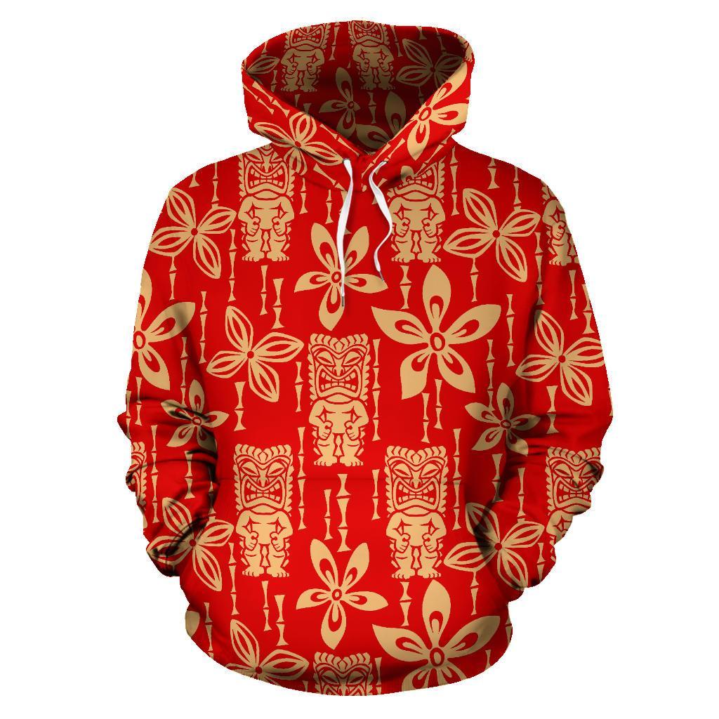 Tiki Hawaiian Pattern Print Men Women Pullover Hoodie-grizzshop