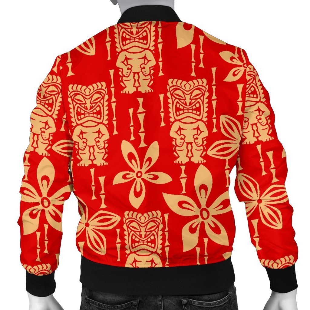 Tiki Hawaiian Pattern Print Men's Bomber Jacket-grizzshop