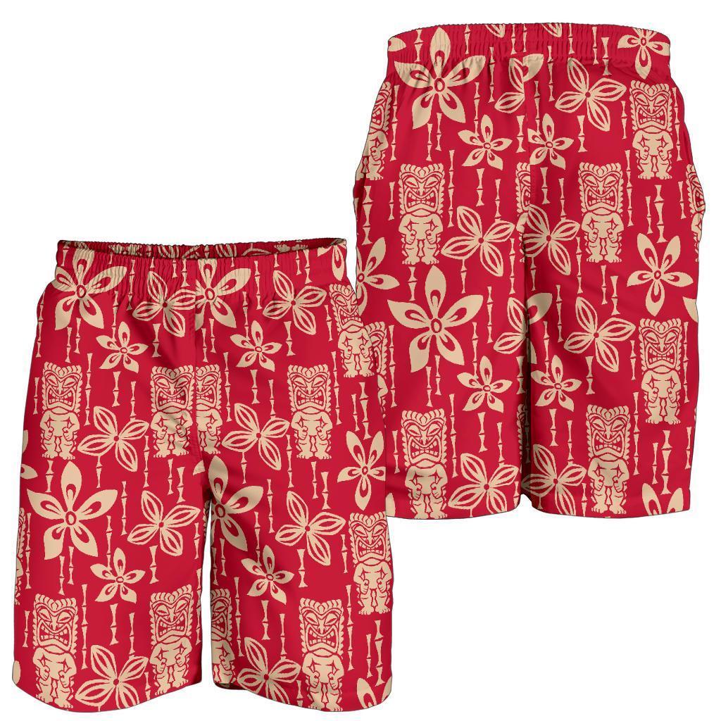 Tiki Hawaiian Pattern Print Men's Shorts-grizzshop