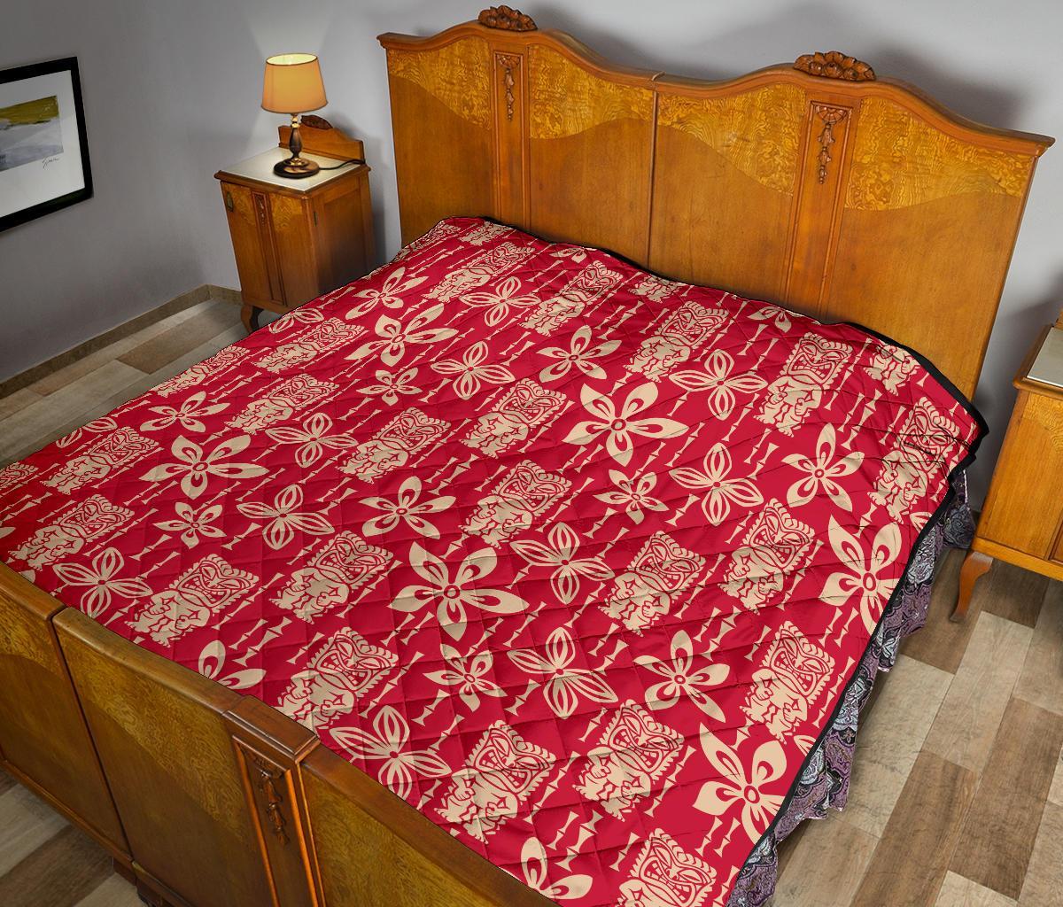 Tiki Hawaiian Pattern Print Quilt-grizzshop