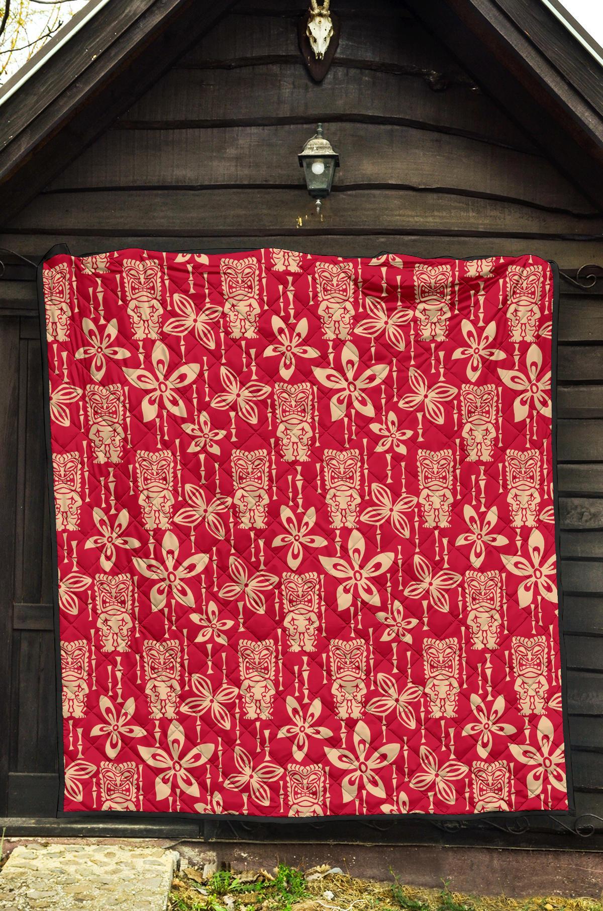 Tiki Hawaiian Pattern Print Quilt-grizzshop