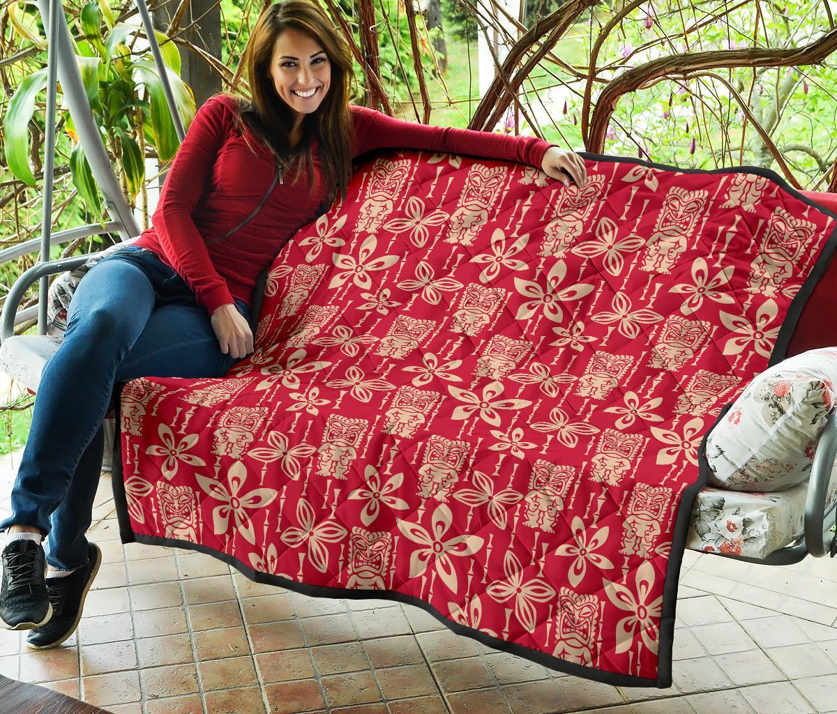 Tiki Hawaiian Pattern Print Quilt-grizzshop