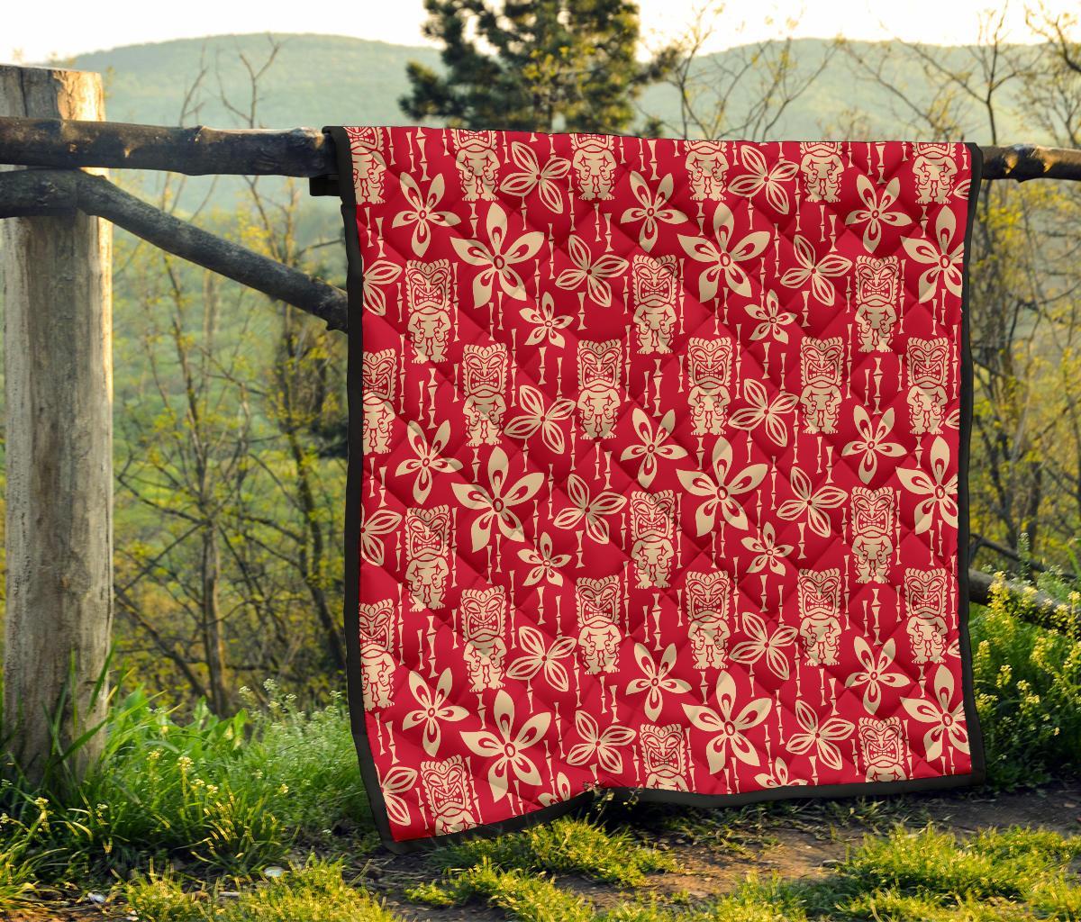 Tiki Hawaiian Pattern Print Quilt-grizzshop