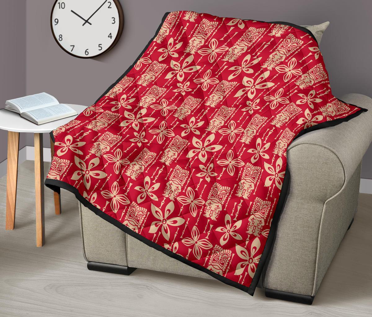 Tiki Hawaiian Pattern Print Quilt-grizzshop