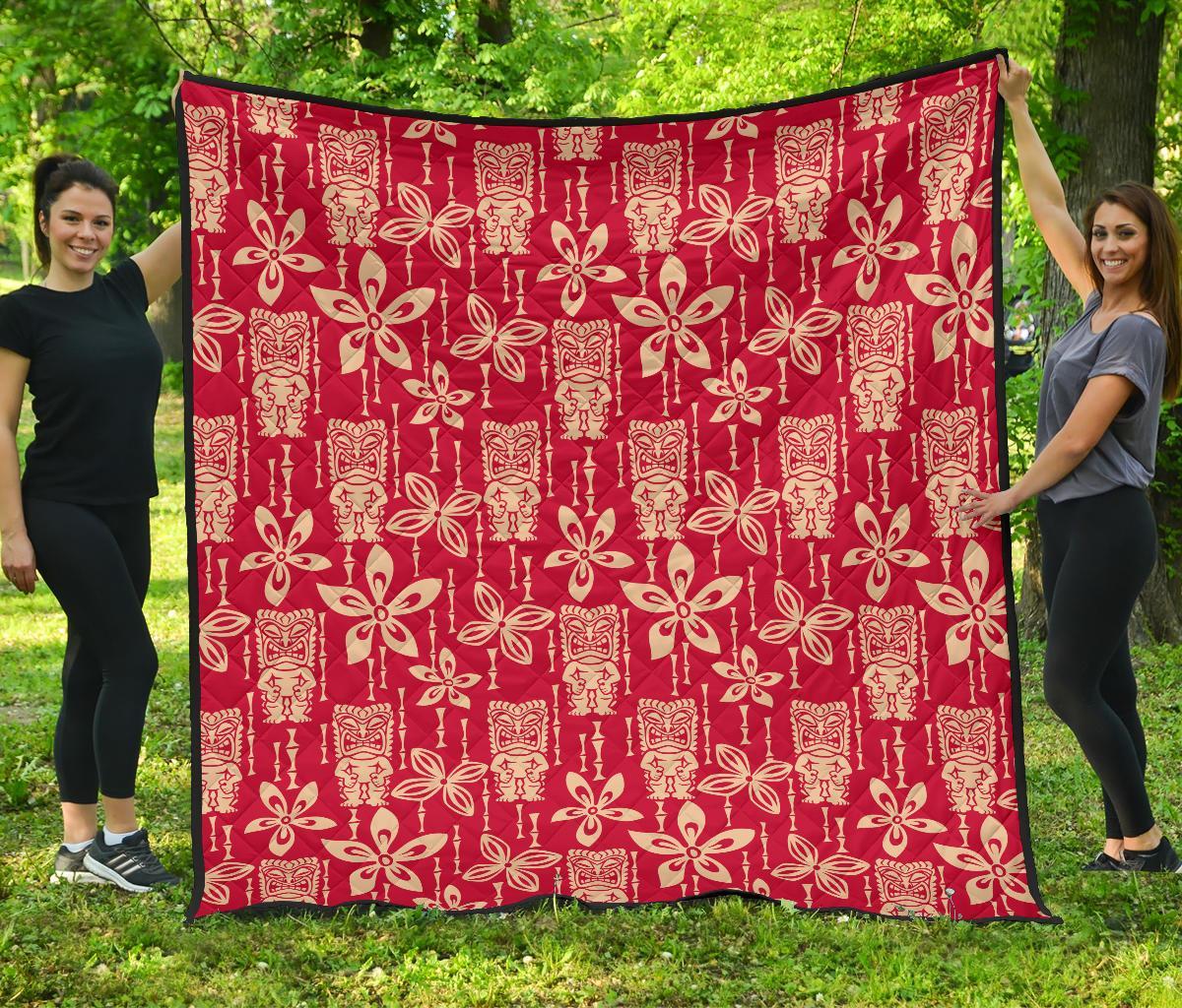 Tiki Hawaiian Pattern Print Quilt-grizzshop