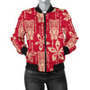 Tiki Hawaiian Pattern Print Women Casual Bomber Jacket-grizzshop