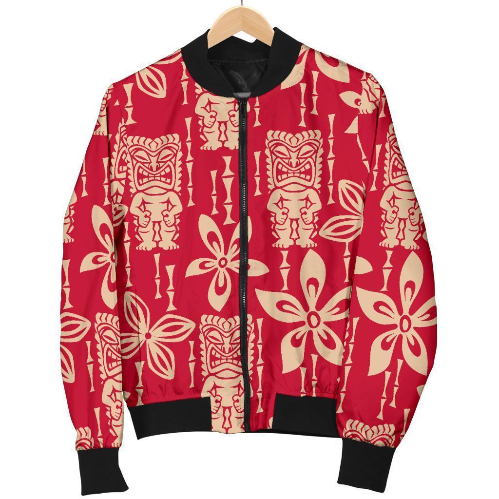 Tiki Hawaiian Pattern Print Women Casual Bomber Jacket-grizzshop