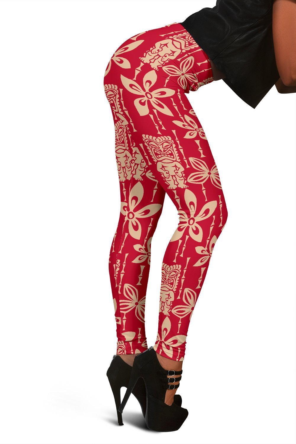 Tiki Hawaiian Pattern Print Women Leggings-grizzshop