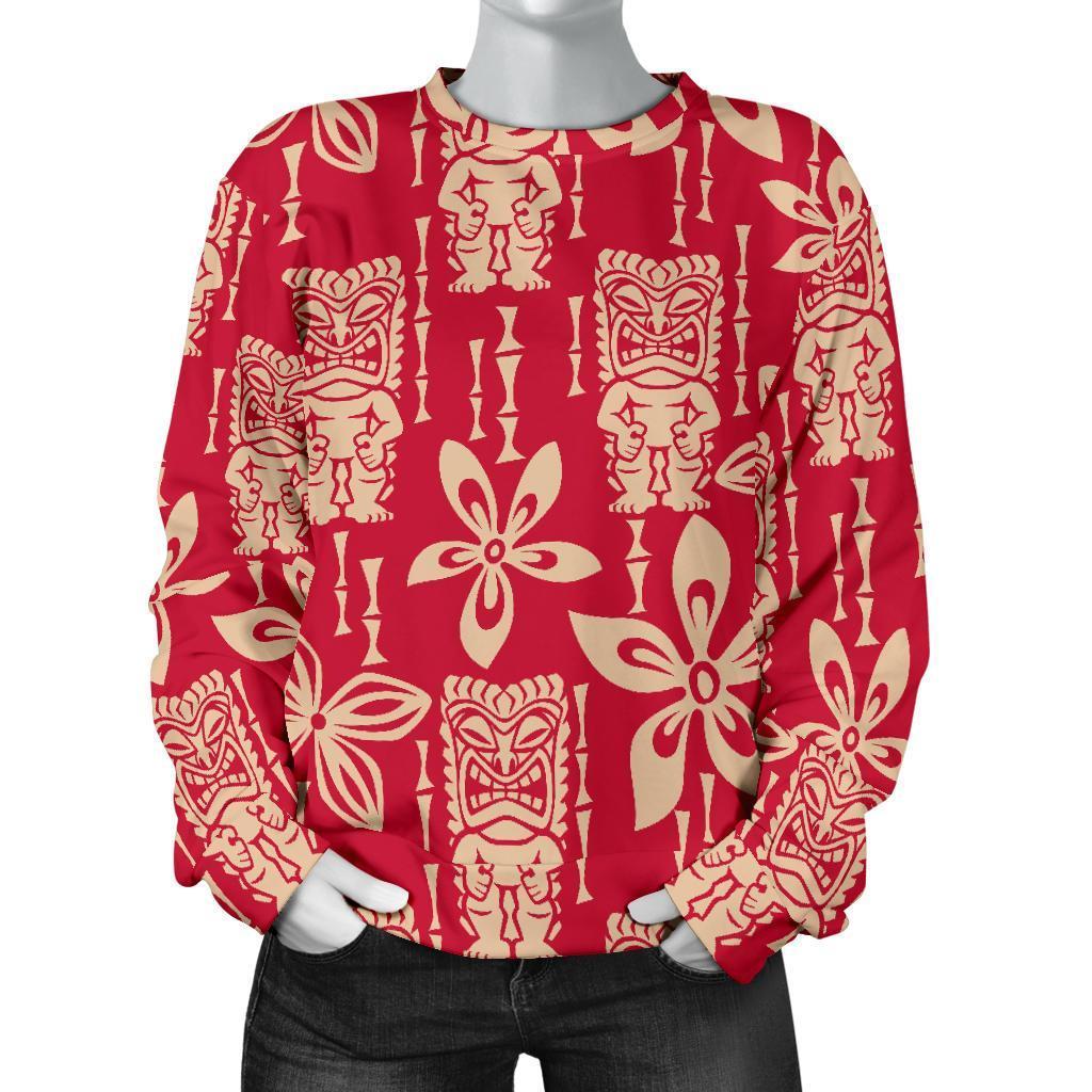 Tiki Hawaiian Pattern Print Women's Sweatshirt-grizzshop