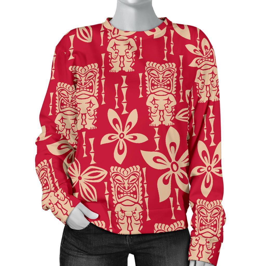 Tiki Hawaiian Pattern Print Women's Sweatshirt-grizzshop