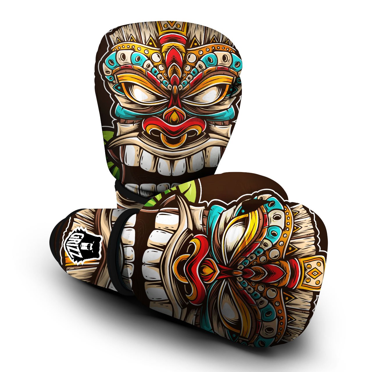 Tiki Hawaiian Print Boxing Gloves-grizzshop