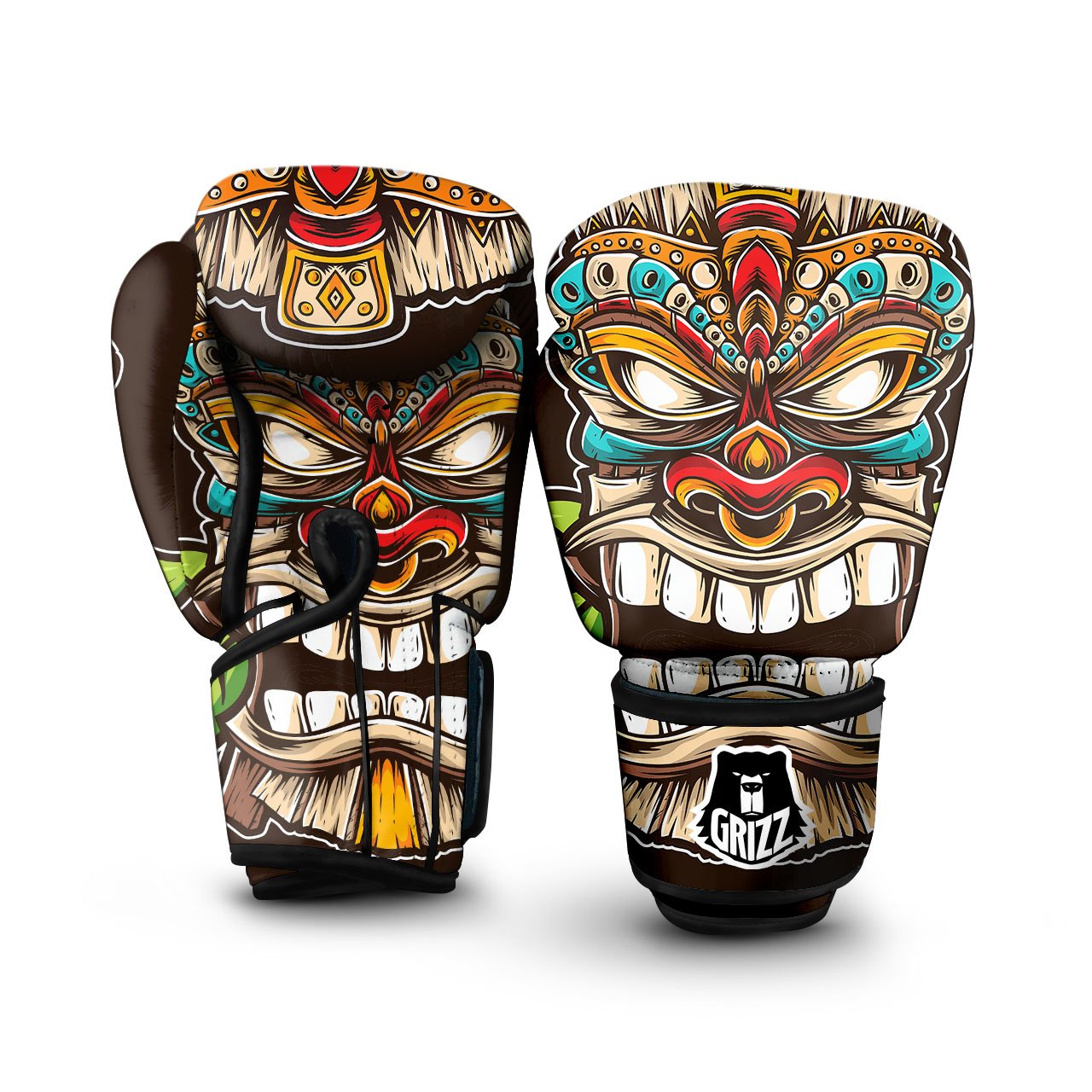 Tiki Hawaiian Print Boxing Gloves-grizzshop