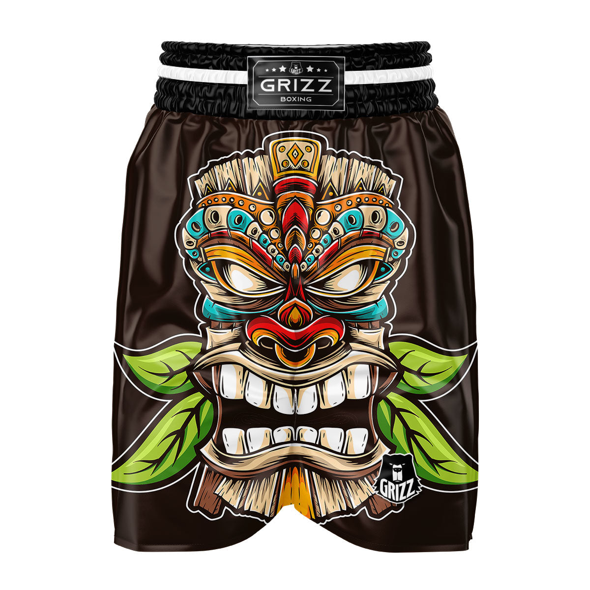 Tiki Hawaiian Print Boxing Shorts-grizzshop