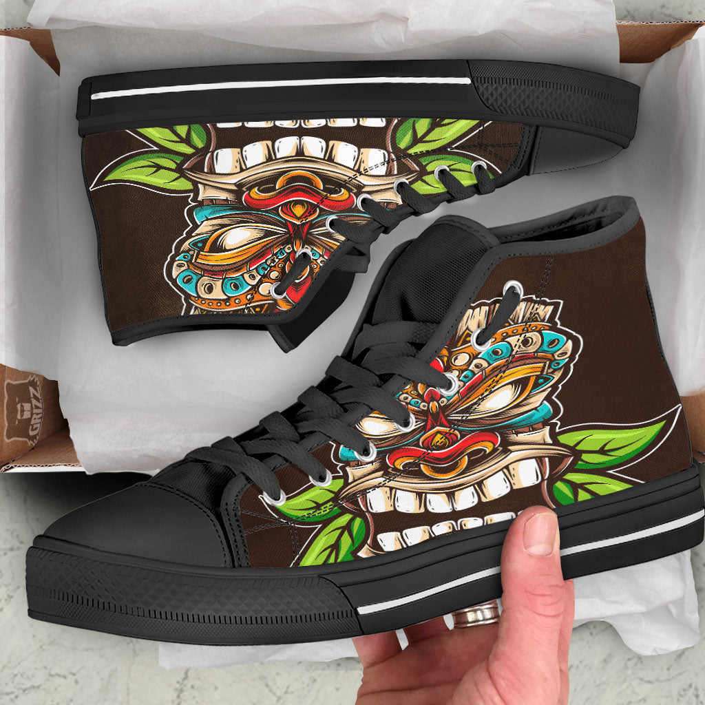 Tiki Hawaiian Print High Top Shoes-grizzshop