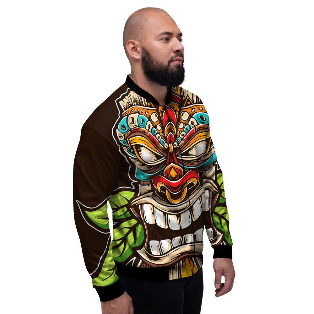 Tiki Hawaiian Print Men's Bomber Jacket-grizzshop