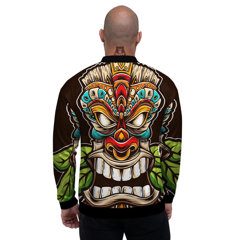Tiki Hawaiian Print Men's Bomber Jacket-grizzshop