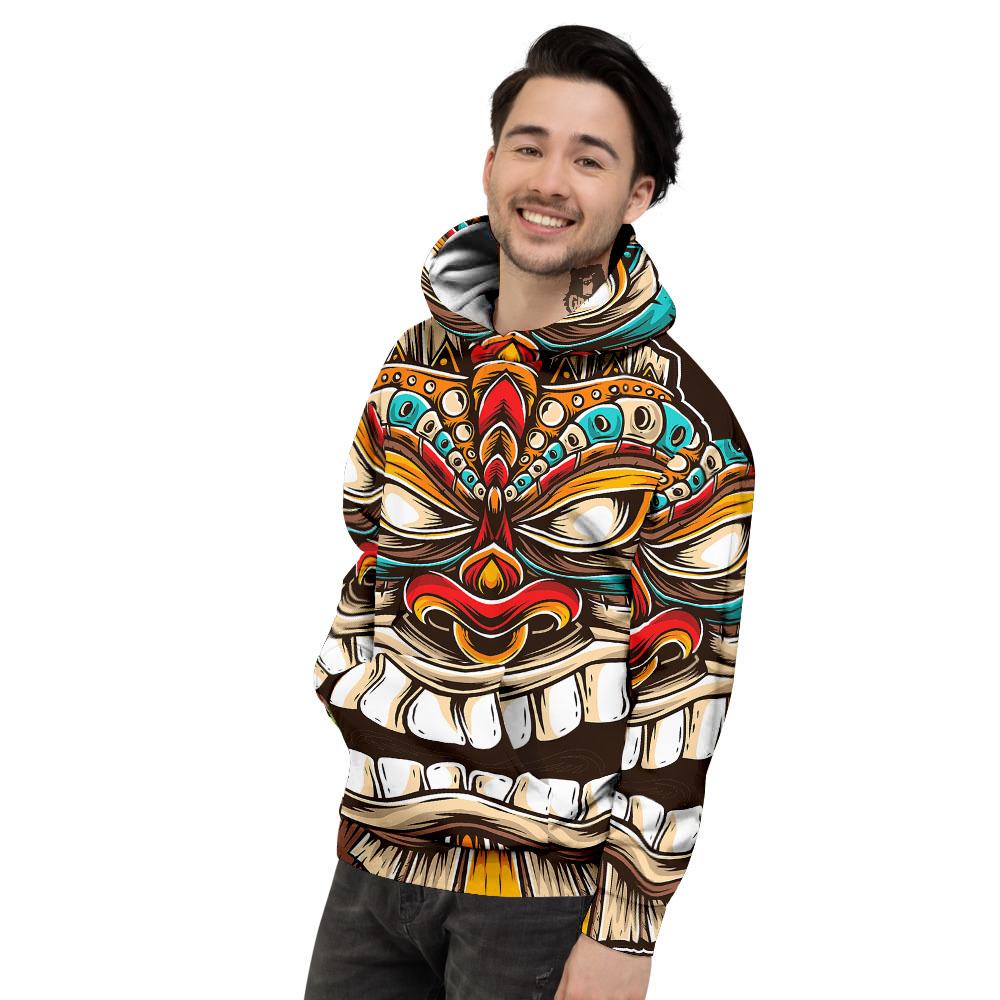 Tiki Hawaiian Print Men's Hoodie-grizzshop