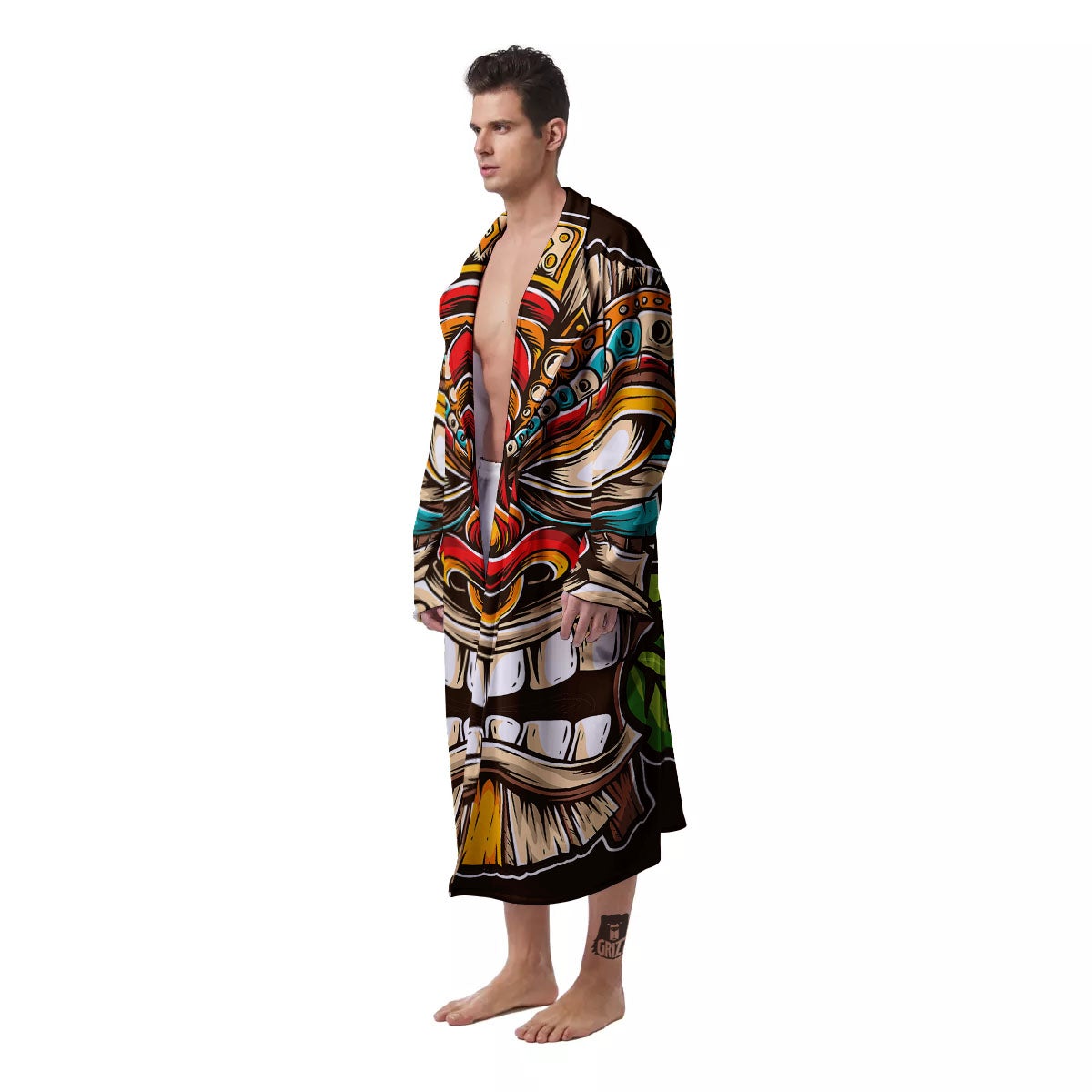 Tiki Hawaiian Print Men's Robe-grizzshop