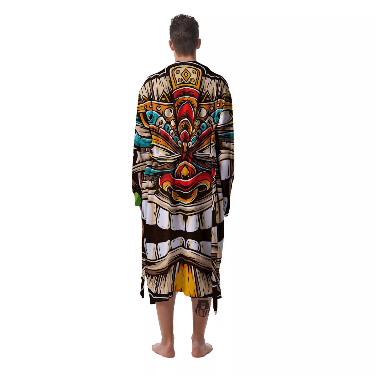 Tiki Hawaiian Print Men's Robe-grizzshop