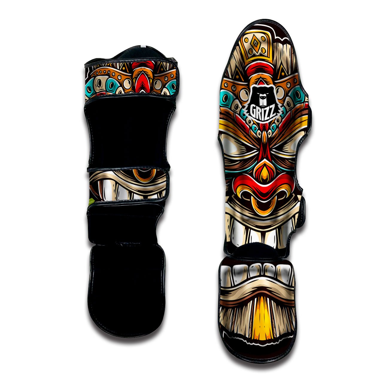 Tiki Hawaiian Print Muay Thai Shin Guards-grizzshop