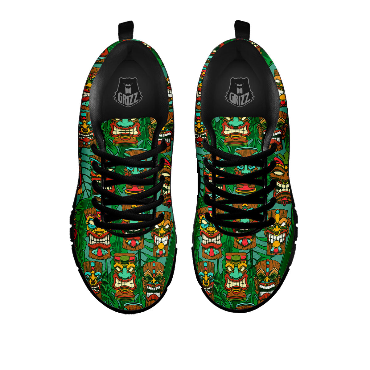 Tiki Hawaiian Print Pattern Black Sneaker-grizzshop