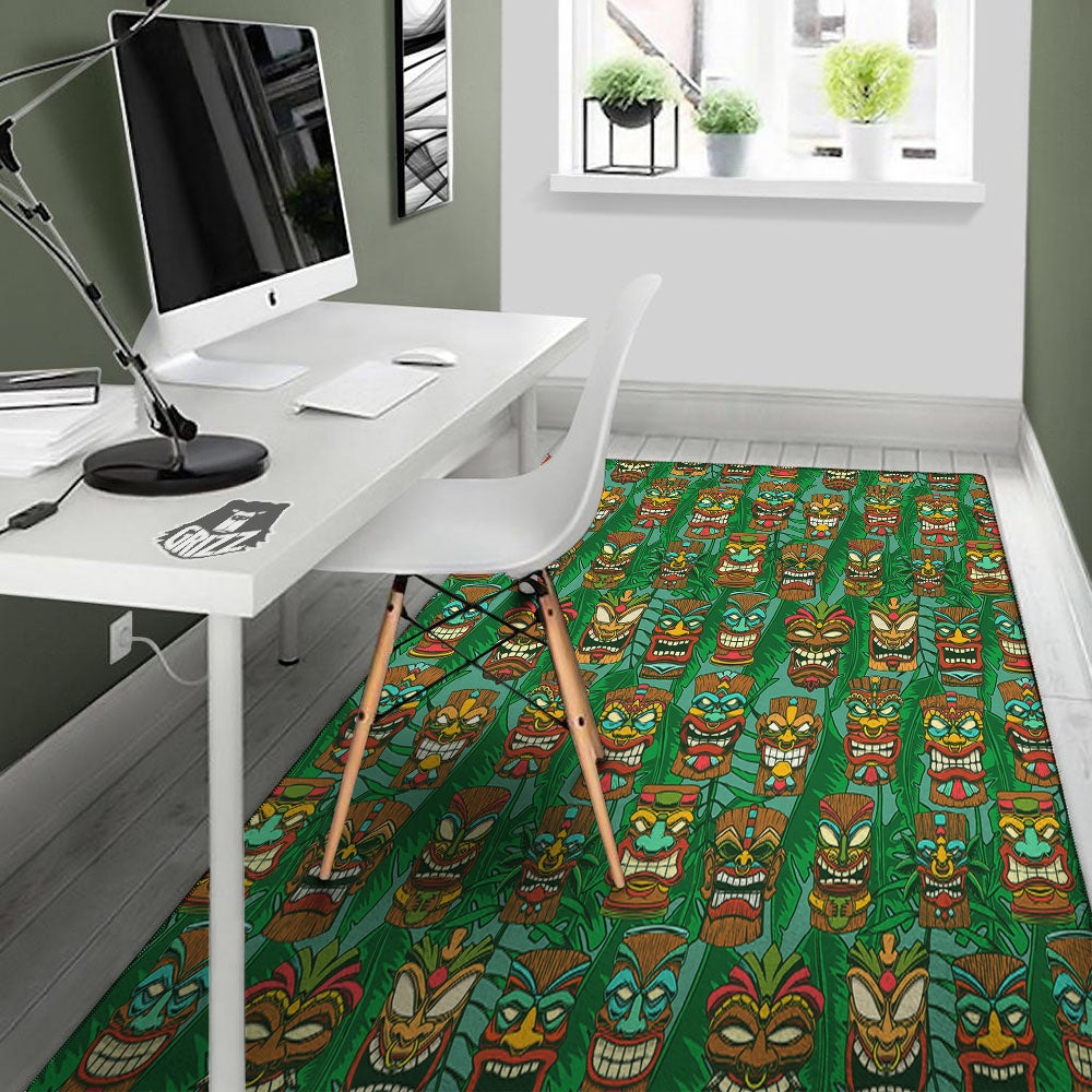 Tiki Hawaiian Print Pattern Floor Mat-grizzshop