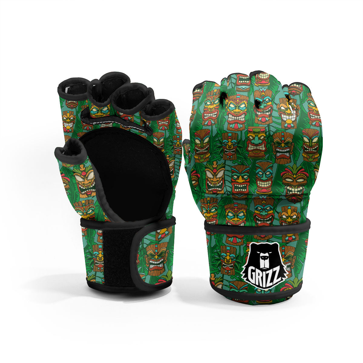 Tiki Hawaiian Print Pattern MMA Gloves-grizzshop