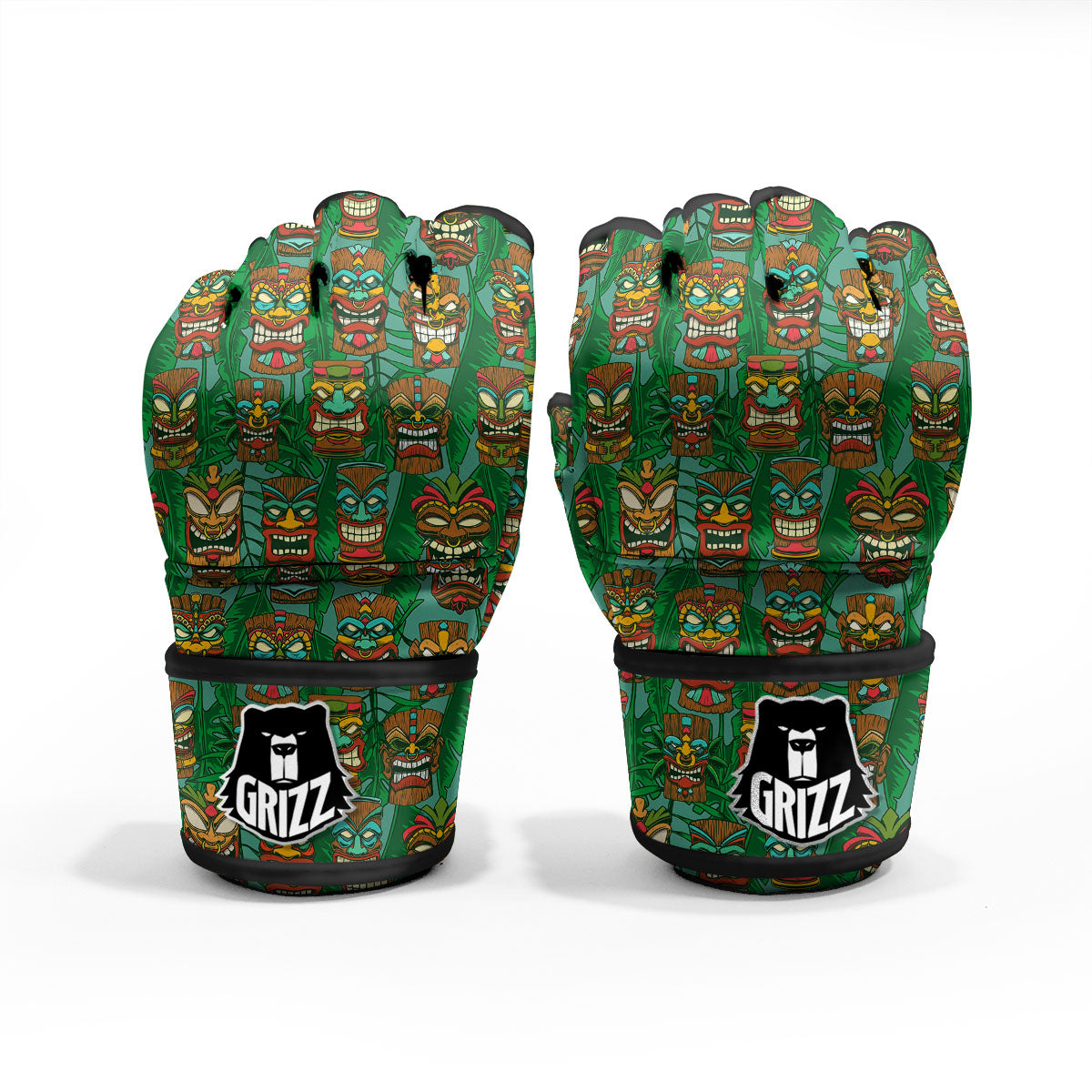 Tiki Hawaiian Print Pattern MMA Gloves-grizzshop