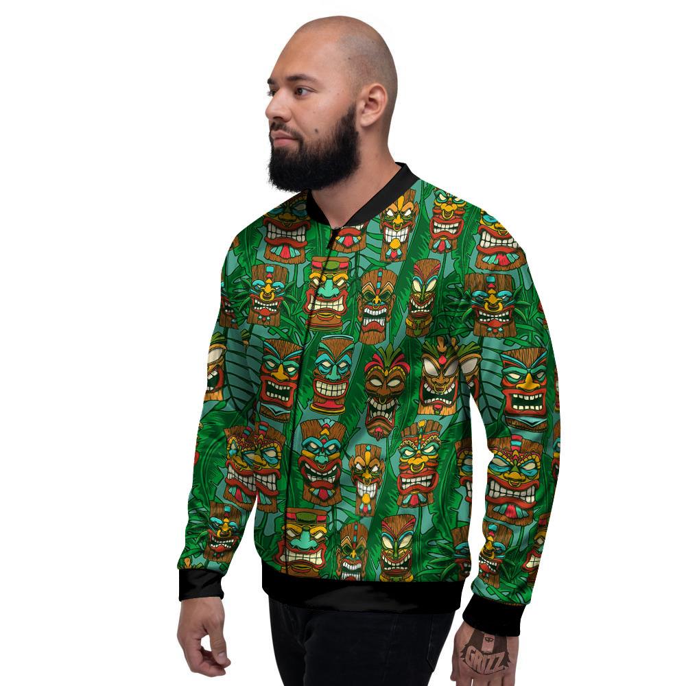 Tiki Hawaiian Print Pattern Men's Bomber Jacket-grizzshop
