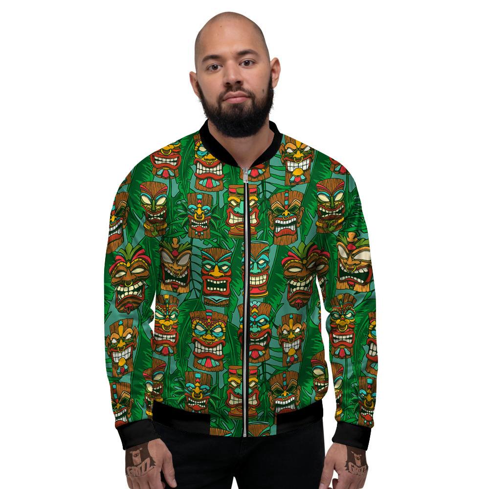 Tiki Hawaiian Print Pattern Men's Bomber Jacket-grizzshop