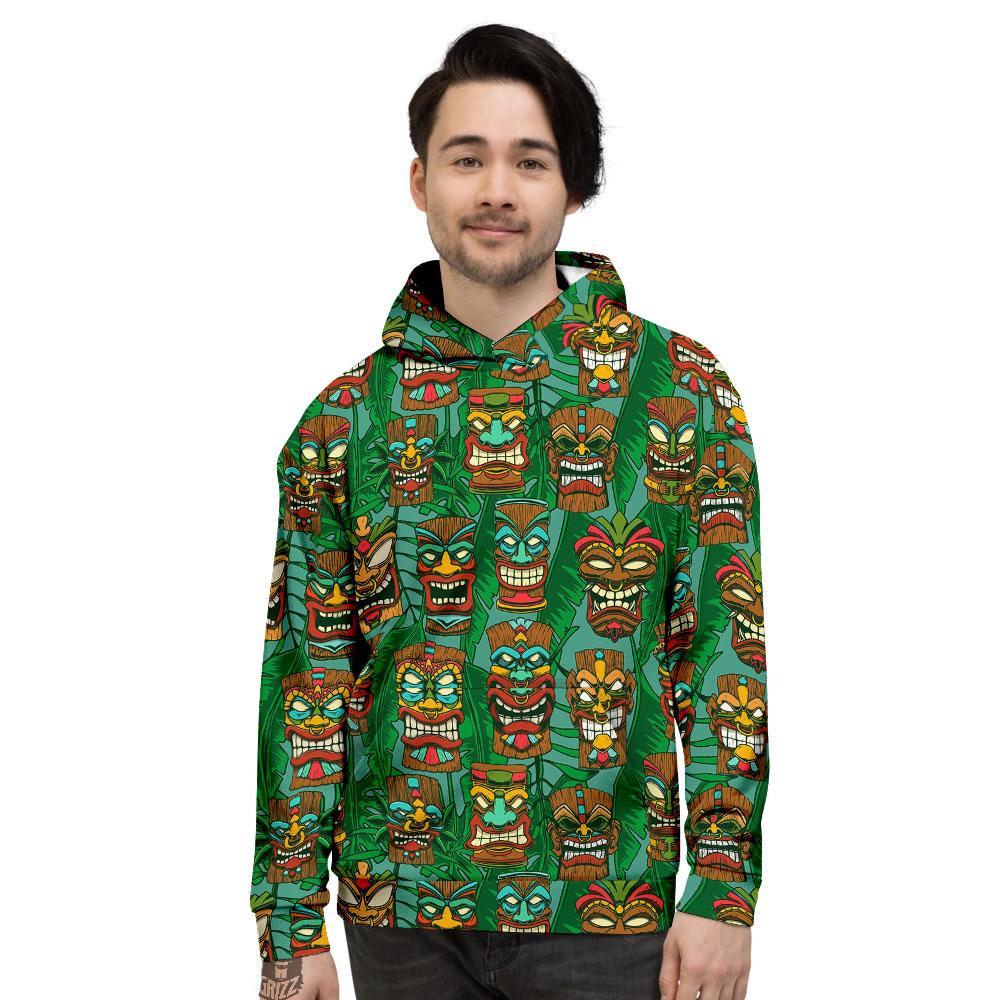 Tiki Hawaiian Print Pattern Men's Hoodie-grizzshop