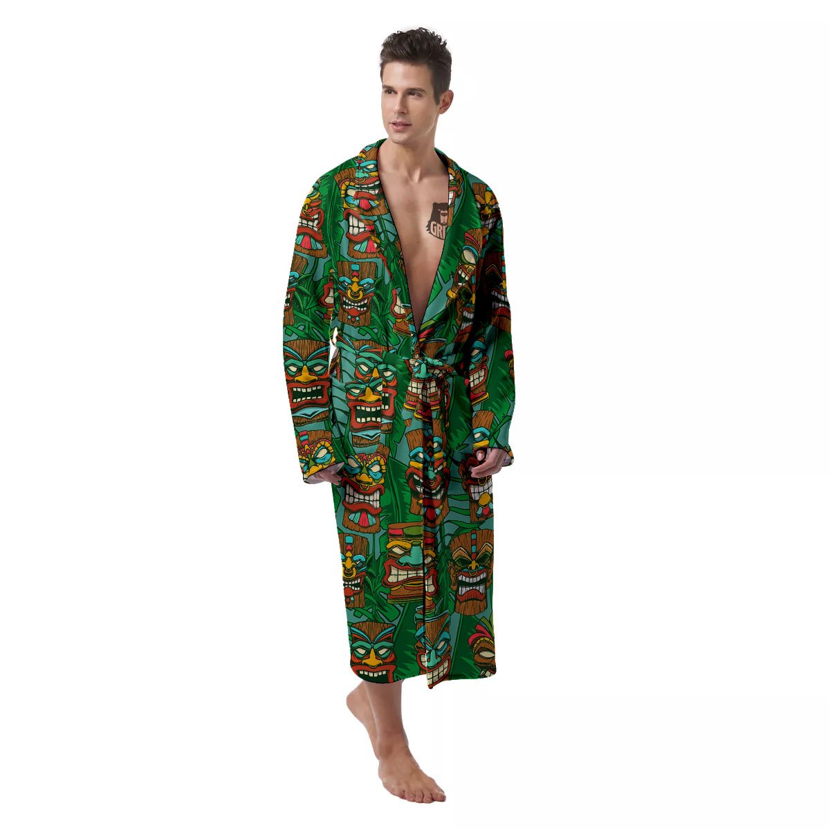 Tiki Hawaiian Print Pattern Men's Robe-grizzshop