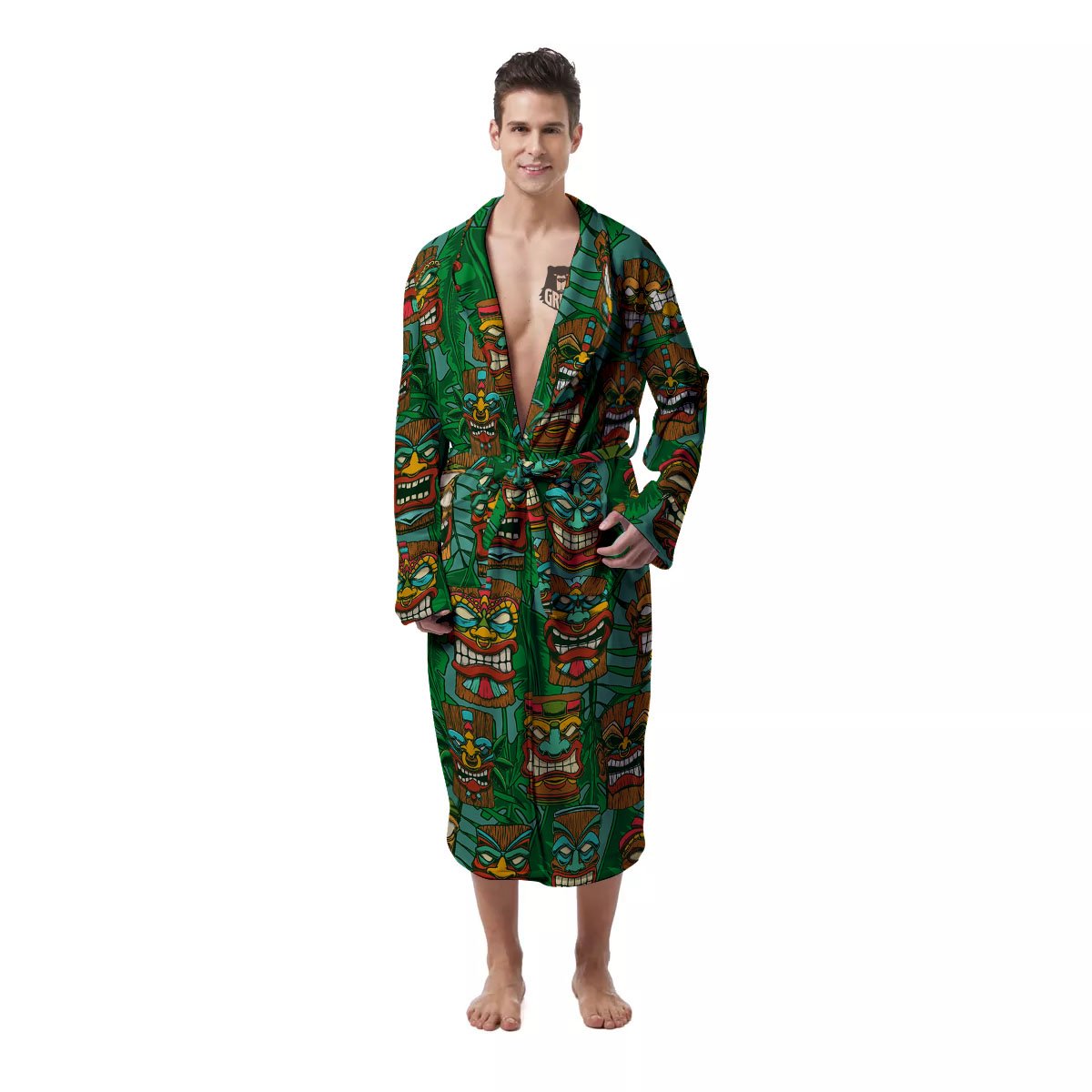 Tiki Hawaiian Print Pattern Men's Robe-grizzshop