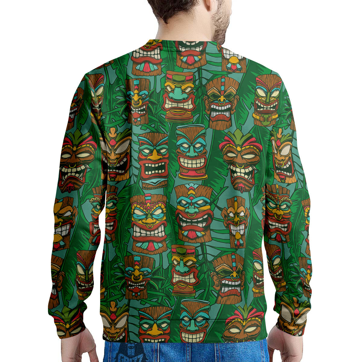 Tiki Hawaiian Print Pattern Men's Sweatshirt-grizzshop