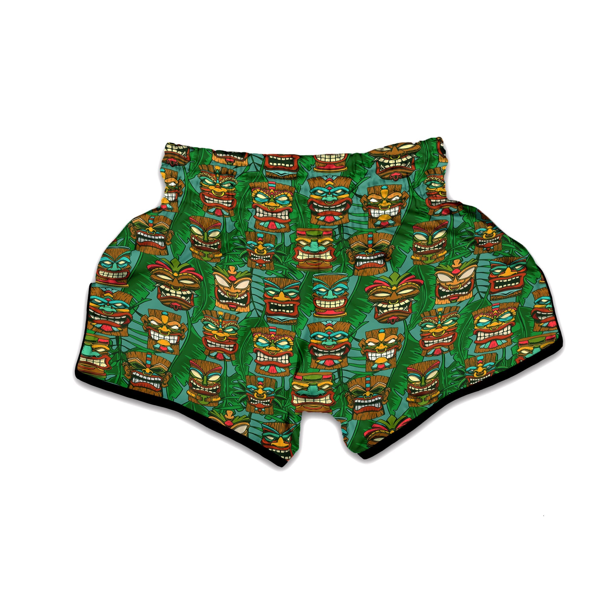 Tiki Hawaiian Print Pattern Muay Thai Boxing Shorts-grizzshop