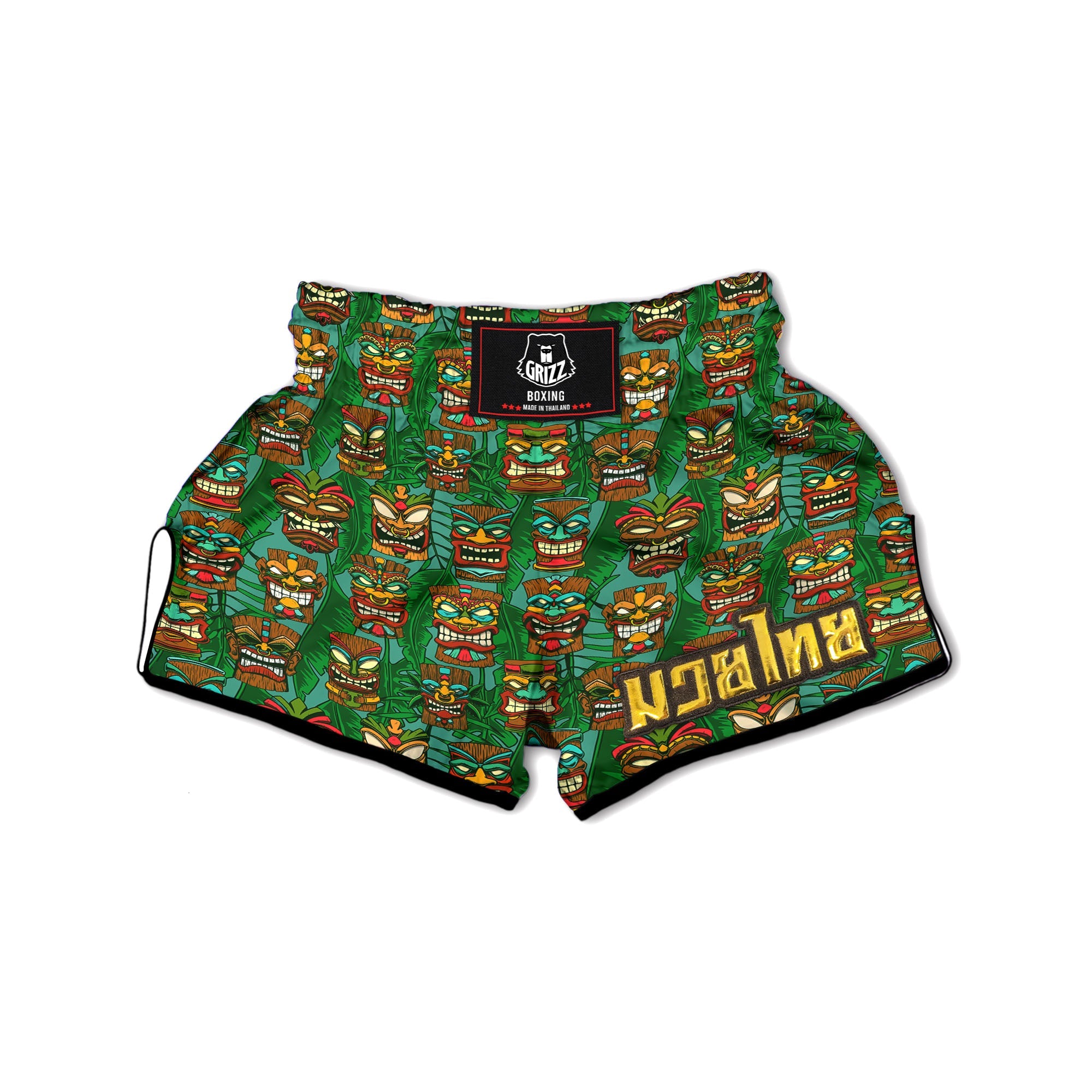 Tiki Hawaiian Print Pattern Muay Thai Boxing Shorts-grizzshop