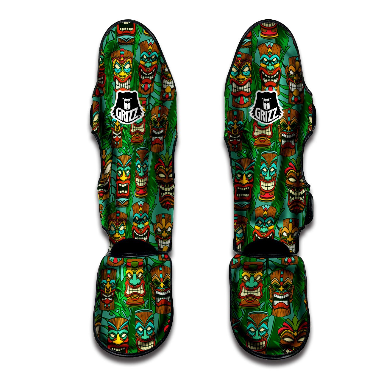 Tiki Hawaiian Print Pattern Muay Thai Shin Guards-grizzshop