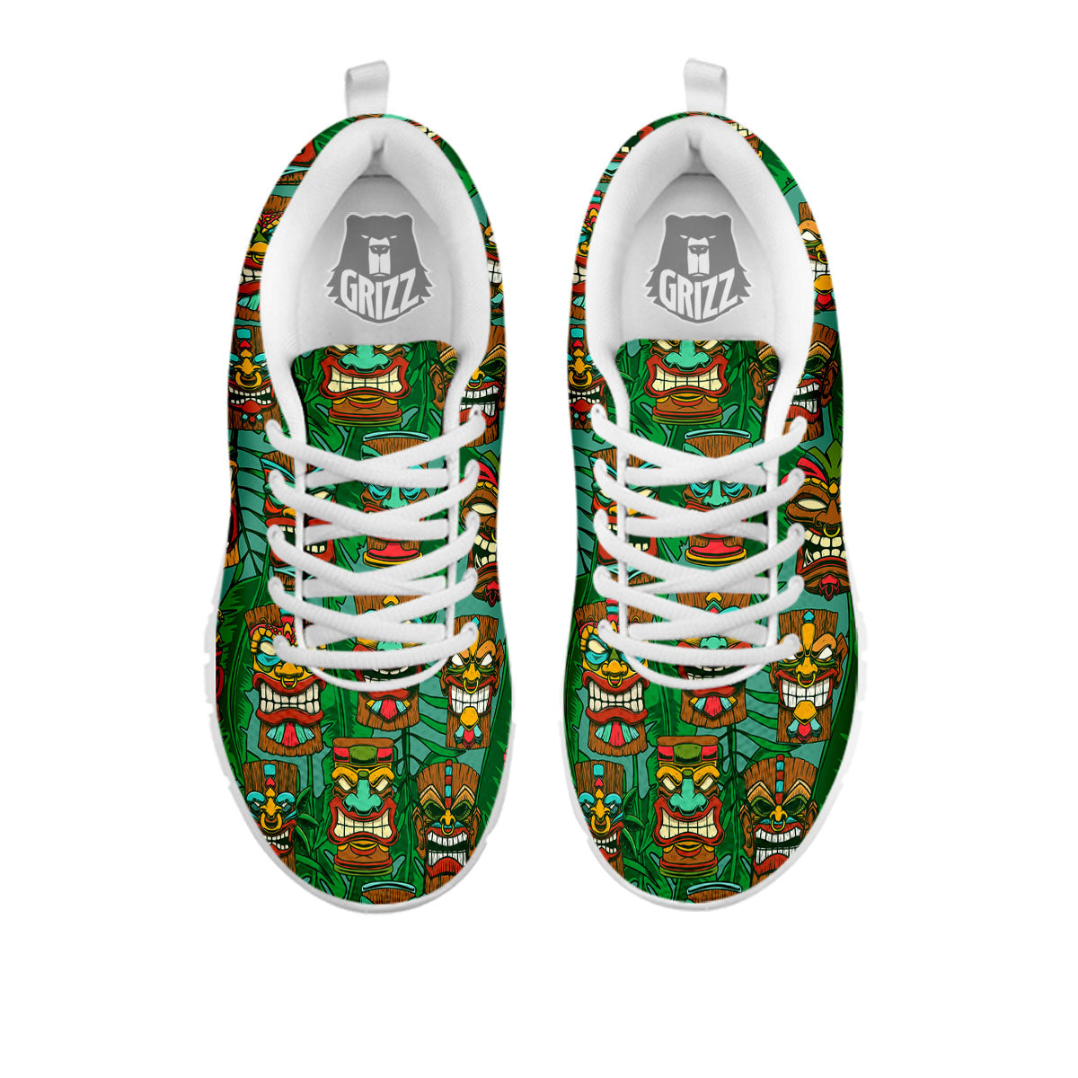 Tiki Hawaiian Print Pattern White Sneaker-grizzshop