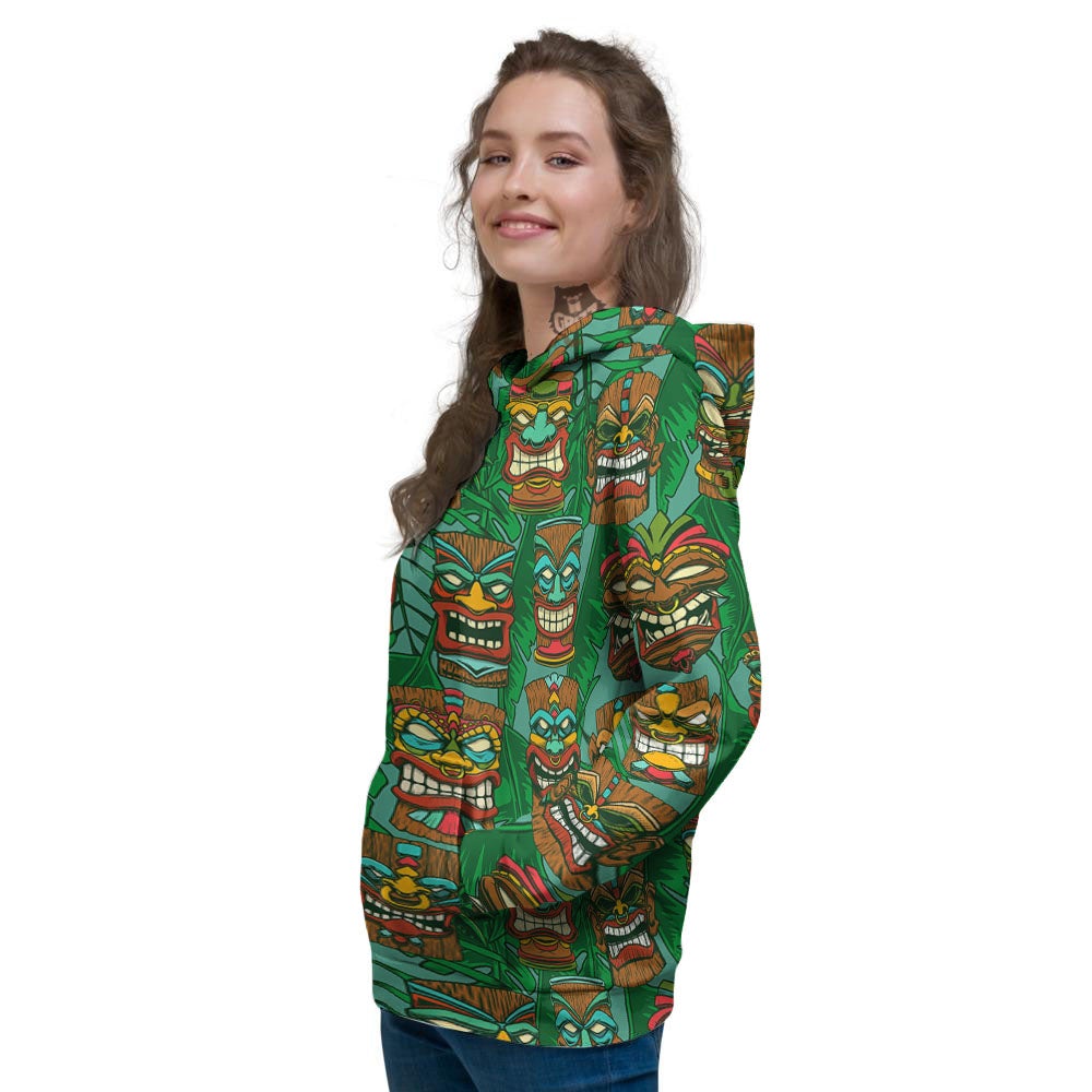 Tiki Hawaiian Print Pattern Women's Hoodie-grizzshop