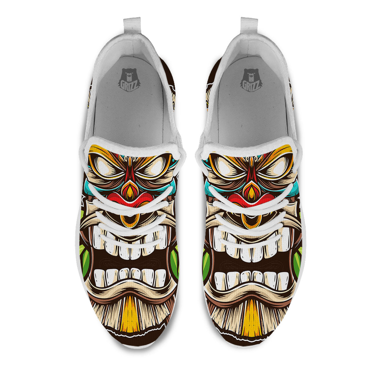 Tiki Hawaiian Print White Athletic Shoes-grizzshop