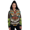 Tiki Hawaiian Print Women's Bomber Jacket-grizzshop