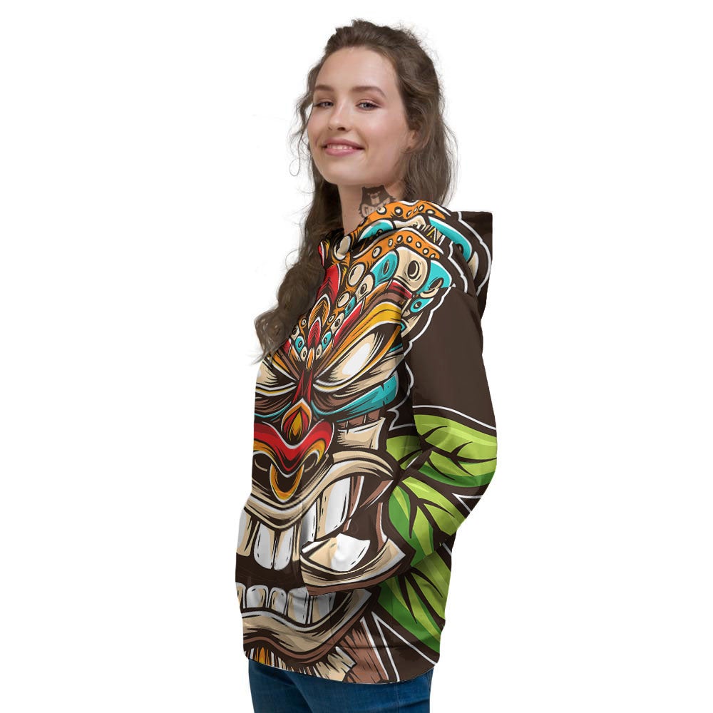 Tiki Hawaiian Print Women's Hoodie-grizzshop