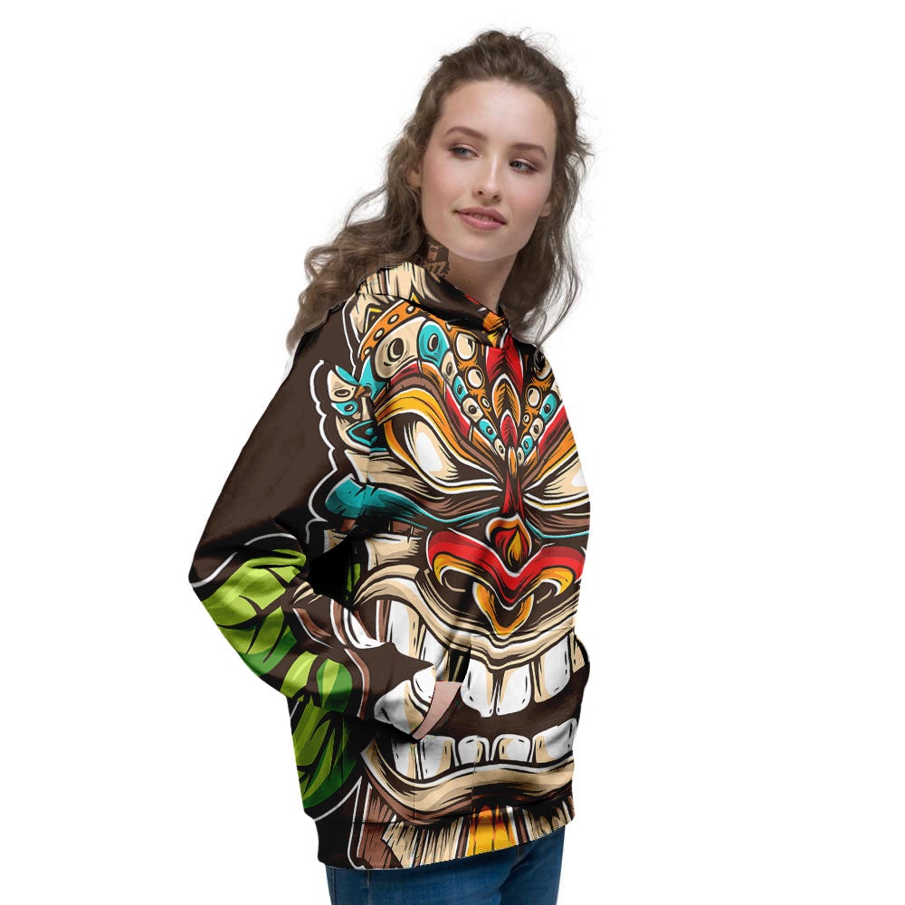 Tiki Hawaiian Print Women's Hoodie-grizzshop