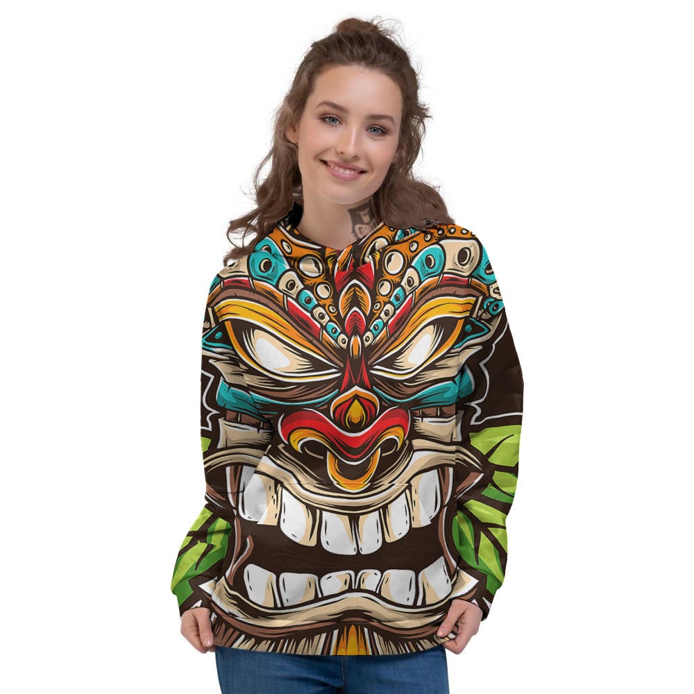Tiki Hawaiian Print Women's Hoodie-grizzshop