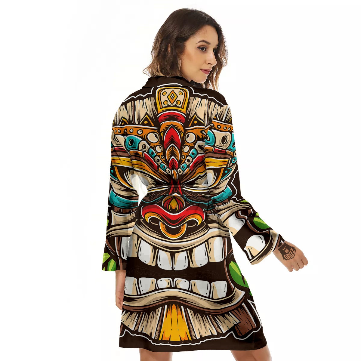 Tiki Hawaiian Print Women's Robe-grizzshop
