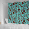 Tiki Hibiscus Pattern Print Bathroom Shower Curtain-grizzshop