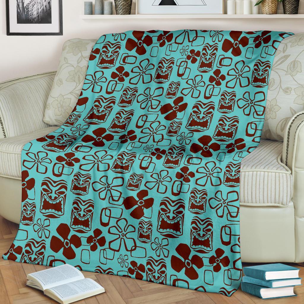 Tiki Hibiscus Pattern Print Blanket-grizzshop